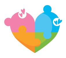 autism puzzles in heart illustration isoalted vector
