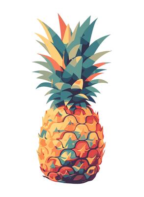Sweet pineapple, ripe and juicy, tropical delight icon isolated