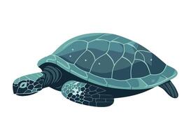 Slow turtle, cute reptile in nature icon isolated vector