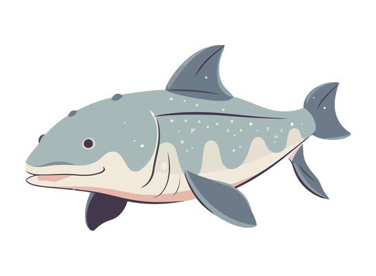 Cute fish swimming in blue underwater nature icon isolated