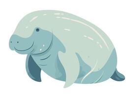 Smiling manatee cute animal icon isolated vector