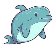 Jumping dolphin, smiling and playful underwater fun icon isolated vector