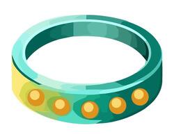 Metallic ring with gems icon on isolated icon isolated vector