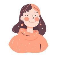 The expression of smiling girl enjoying icon isolated vector