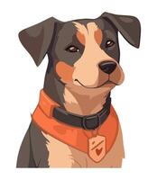 Cute puppy sitting, watching with cheerful loyalty icon isolated vector