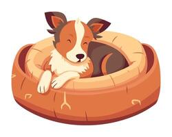 Cute puppy in a cushion icon isolated vector
