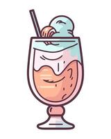 Cute ice cream with fruit icon isolated vector