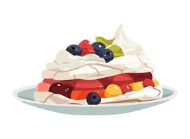 Fresh blueberry pancakes with cream and syrup icon isolated vector