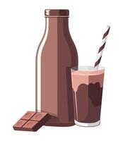 Fresh milkshake with chocolate icon isolated vector