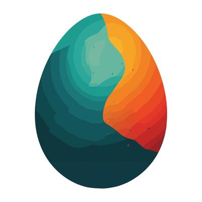 decorative egg of yellow wave backdrop icon isolated