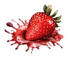 Juicy strawberry fruit a splash abstract backdrop icon isolated vector