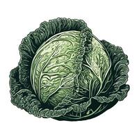 Fresh cabbage a healthy vegan meal icon isolated vector