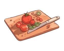 Fresh tomato salad on rustic cutting board icon isolated vector