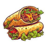 Grilled pork taco with fresh cilantro salsa icon isolated vector