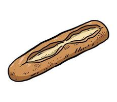 Fresh baguette sketch on white background icon isolated vector