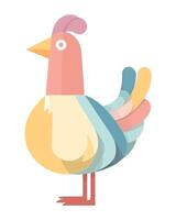 Cheerful rooster with multi colored feathers icon isolated vector