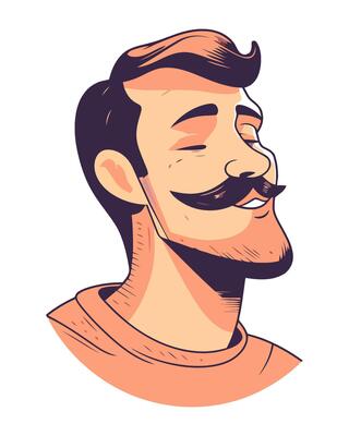 man with moustache portrait fashion elegance icon isolated
