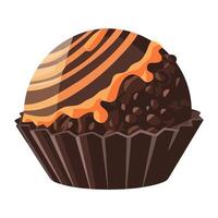 Cute cupcake icon with chocolate icing decoration icon isolated vector