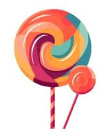 Spiraling candy in stick, sweet symbol fun icon isolated vector