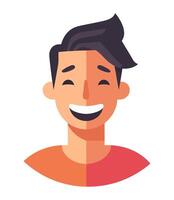 Cheerful guy cartoon character smiling icon isolated vector