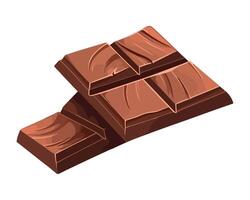 Dark chocolate slice, broken and stacked high icon isolated vector