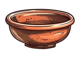 pottery bowl with rustic design icon isolated vector