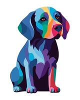 Loyal Dog sitting, abstract design icon isolated vector