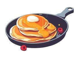 Stack of pancakes with syrup and berries icon isolated vector