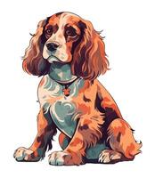 Cute puppy sitting with loyalty and obedience icon isolated vector