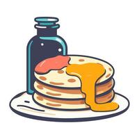 Stack of homemade pancakes with syrup icon isolated vector
