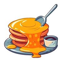 Sweet pancake stack with honey icon isolated vector