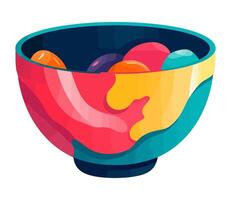 Fun meal with colored crockery icon isolated vector