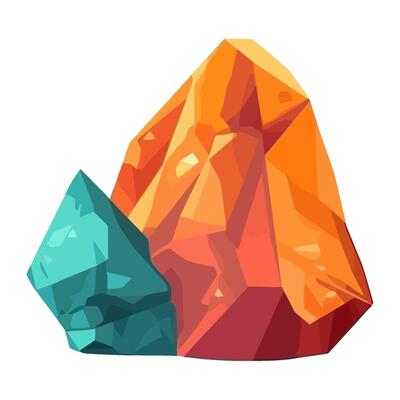 Geometric gemstones shine on abstract crystal icon isolated