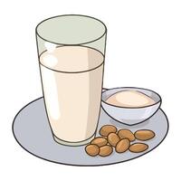 Fresh fruit and milk in a glass icon isolated vector