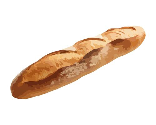 Freshly baked baguette, a gourmet meal icon isolated