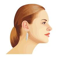 Beautiful young woman with elegant earring icon isolated vector