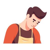 Smiling chef standing with apron, cooking food icon isolated vector