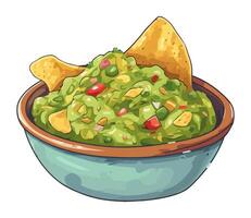 Fresh guacamole dip in a bowl icon isolated vector