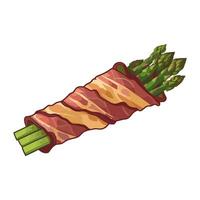 Grilled pork and asparagus, a healthy meal icon isolated vector
