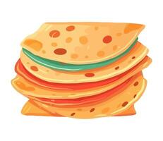 Stack of fluffy pita bread icon isolated vector