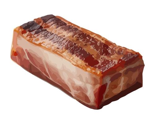 Freshly grilled pork slice icon isolated