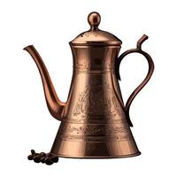Ancient pottery jug with ornate handle design icon isolated vector