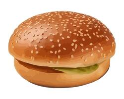 Freshly grilled burger on sesame seed bun icon isolated vector
