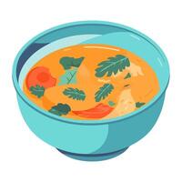 Fresh vegetable soup in a bowl icon isolated vector