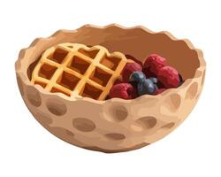 Freshly baked waffles with berry syrup icon isolated vector