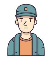 One smiling engineer in hardhat and uniform icon isolated vector