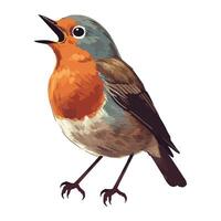 Small bird perching on branch, singing sweetly icon isolated vector