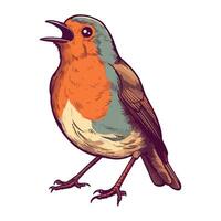 Cute bird perching on branch, singing song icon isolated vector