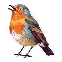 Small bird perching on branch, cute beak icon isolated vector