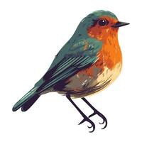 Small bird perching on white background icon isolated vector
